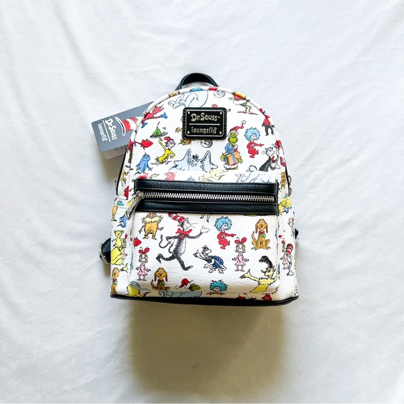 Loungefly Dr. Seuss Multi Character Print Backpack - White and Multicolor